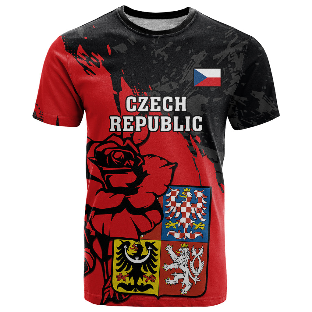 Presonalised Czech Republic Independence Day T-Shirt Coat Of Arms With Czechia Rosa Graphic Tee