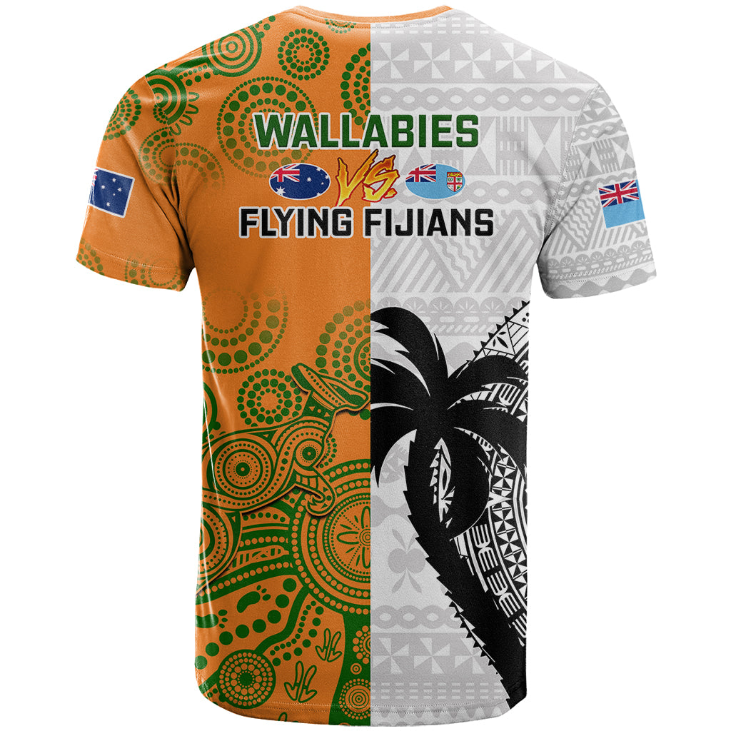 Fiji And Australia Rugby T-Shirt World Cup Aboriginal Mix Tapa Pattern Graphic Tee