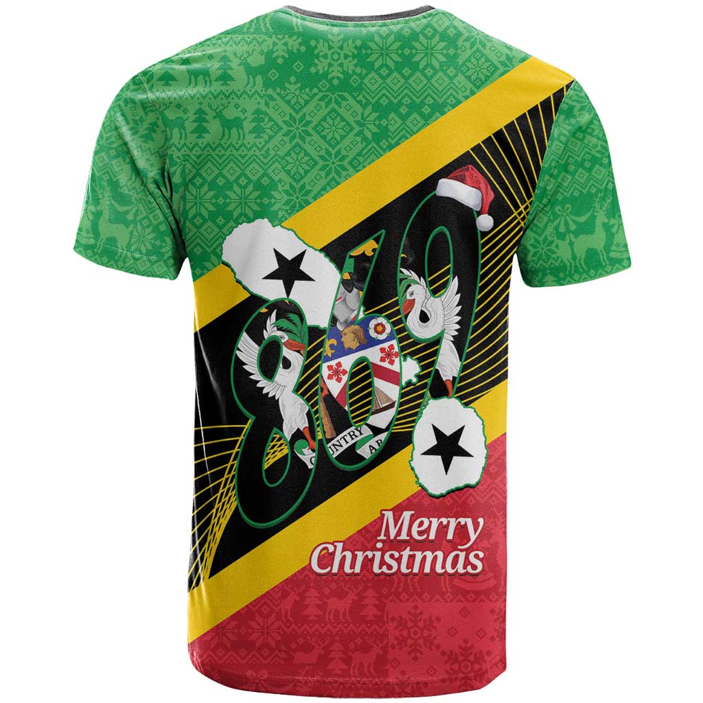 St Kitts and Nevis Christmas T-Shirt 869 Proud With Map Graphic Tee