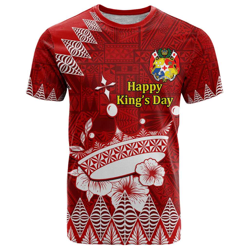 Personalised Tonga King Tupou I Day T-Shirt Tongan Ngatu Pattern With Crown Graphic Tee
