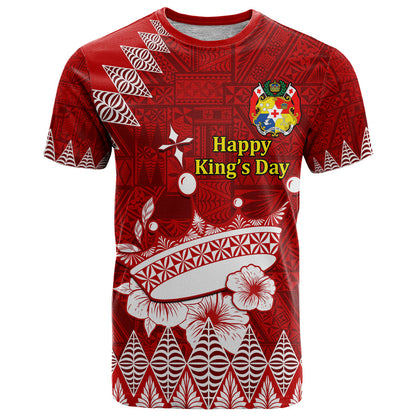 Personalised Tonga King Tupou I Day T-Shirt Tongan Ngatu Pattern With Crown Graphic Tee