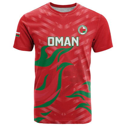Custom Oman Cricket T-Shirt Go Champions Strong Flame Style Graphic Tee