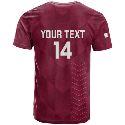 Custom Qatar Cricket T-Shirt Go Champions Qataris Flag Style Graphic Tee