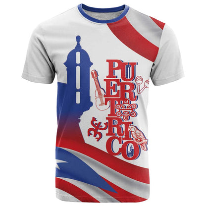 Puerto Rico T-Shirt Puerto Rican Proud El Morro Flag Wave Style Graphic Tee
