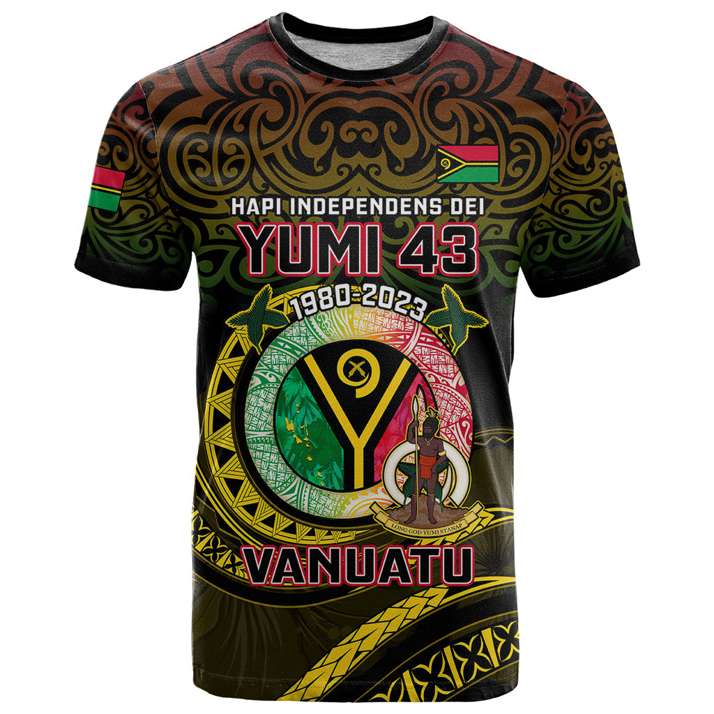 Personalised Vanuatu T-Shirt Yumi 43 Hapi Independens Dei Black Version Graphic Tee