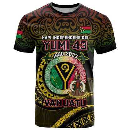 Personalised Vanuatu T-Shirt Yumi 43 Hapi Independens Dei Black Version Graphic Tee