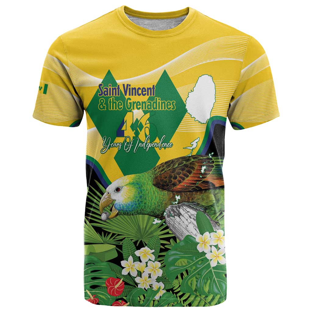 Personalized Saint Vincent and the Grenadines T-Shirt Amazona Guildingii 46 Years Of Independence Graphic Tee