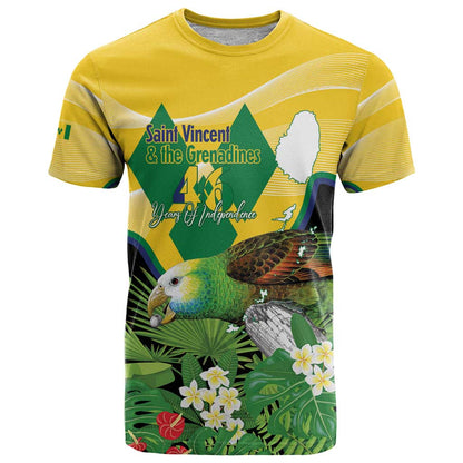 Personalized Saint Vincent and the Grenadines T-Shirt Amazona Guildingii 46 Years Of Independence Graphic Tee