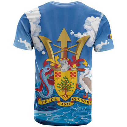 Barbados Independence Day T-Shirt Gold Trident and Flying Fish Graphic Tee
