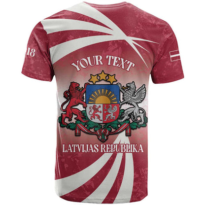 Personalised Latvia Independence Day T-Shirt Latvija White Wagtail With Map 106th Anniversary Graphic Tee