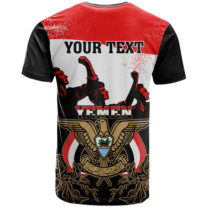 Personalised Yemen Independence Day T-Shirt Yemeni Coat Of Arms With Coffea Arabica Flowers Graphic Tee