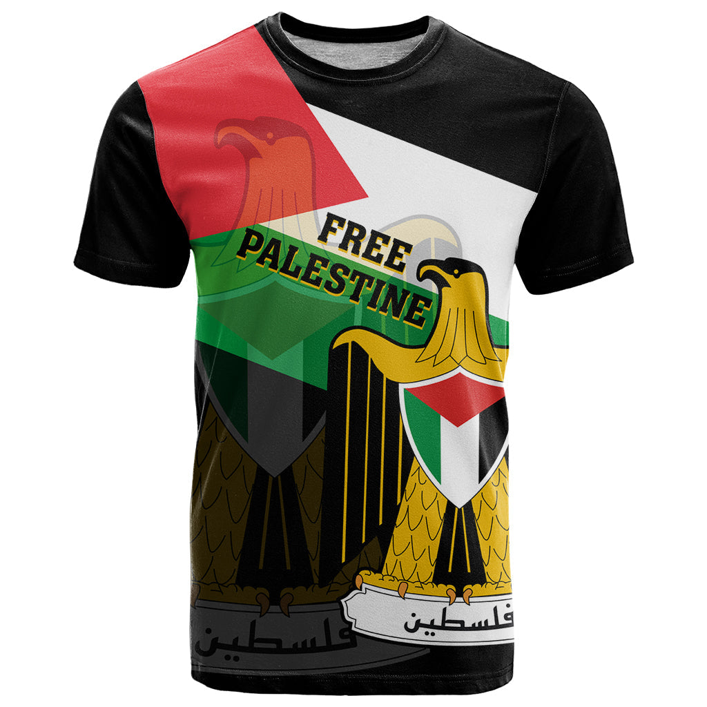 Free Palestine T-Shirt Coat Of Arms Mix Flag Style Graphic Tee