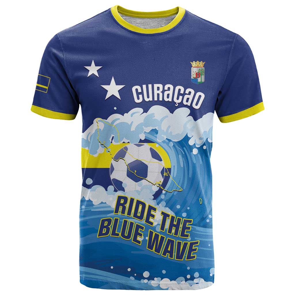 Personalized Curacao Football T-Shirt First-ever World Cup Ride The Blue Wave Graphic Tee