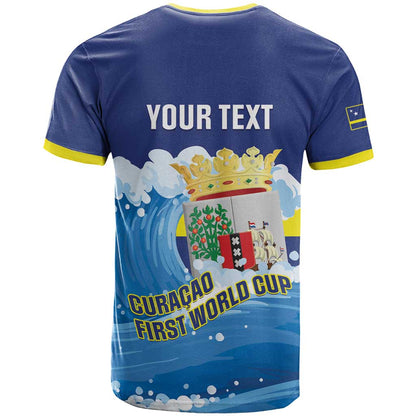 Personalized Curacao Football T-Shirt First-ever World Cup Ride The Blue Wave Graphic Tee