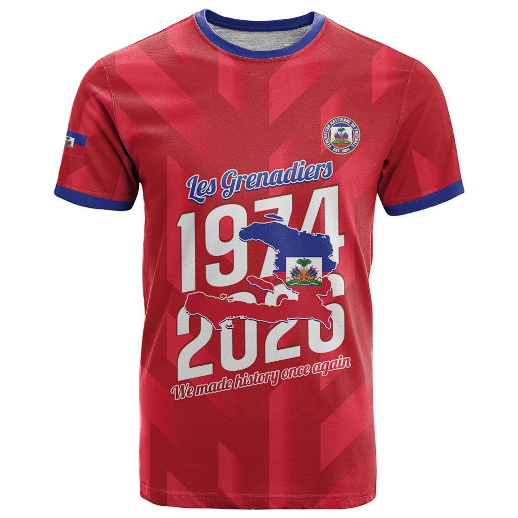 Personalized Haiti Football T-Shirt Les Grenadiers Made History Once Again Red Color Graphic Tee