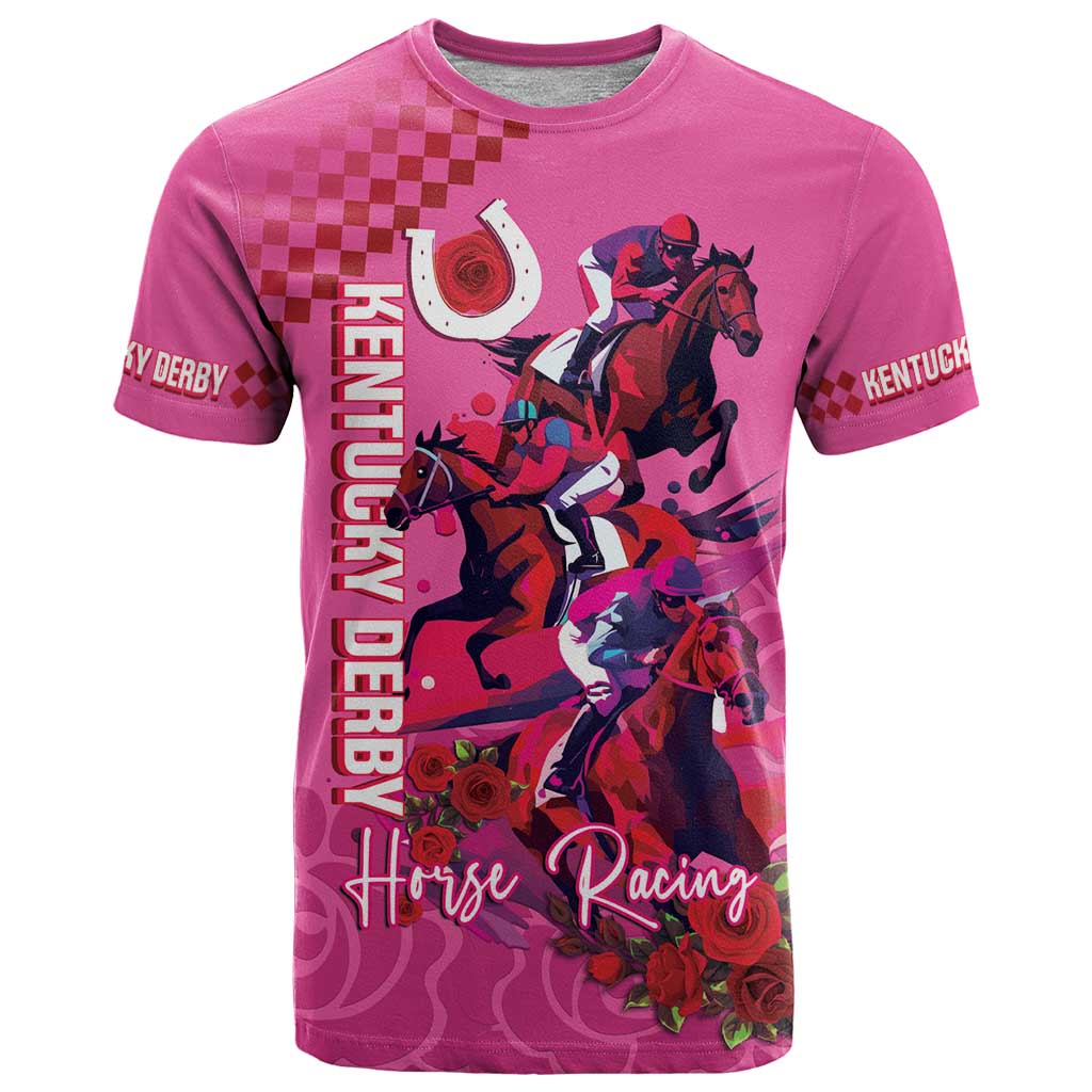 Kentucky Horse Racing T-Shirt 151st Anniversary With Roses - Pink Version Graphic Tee