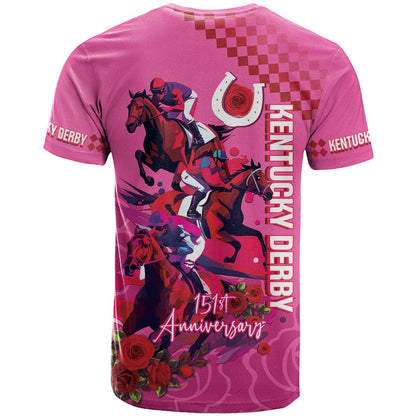 Kentucky Horse Racing T-Shirt 151st Anniversary With Roses - Pink Version Graphic Tee
