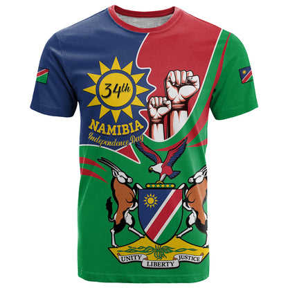 Namibia Independence Day T-Shirt Coat Of Arms Curve Style Graphic Tee
