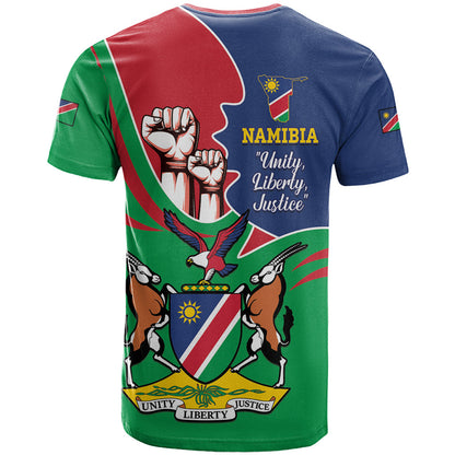 Namibia Independence Day T-Shirt Coat Of Arms Curve Style Graphic Tee