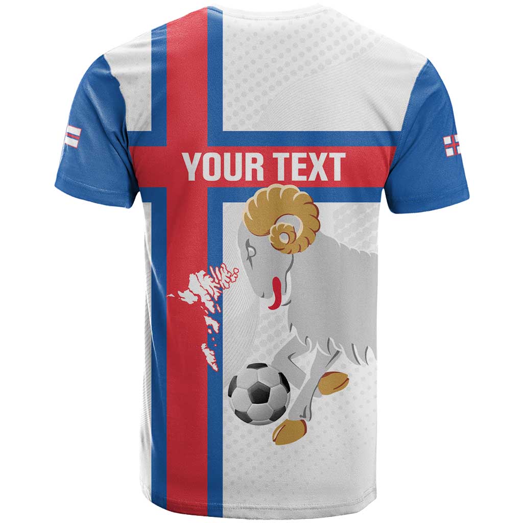 Custom Faroe Islands Football T-Shirt Coat Of Arms Flag Style Graphic Tee