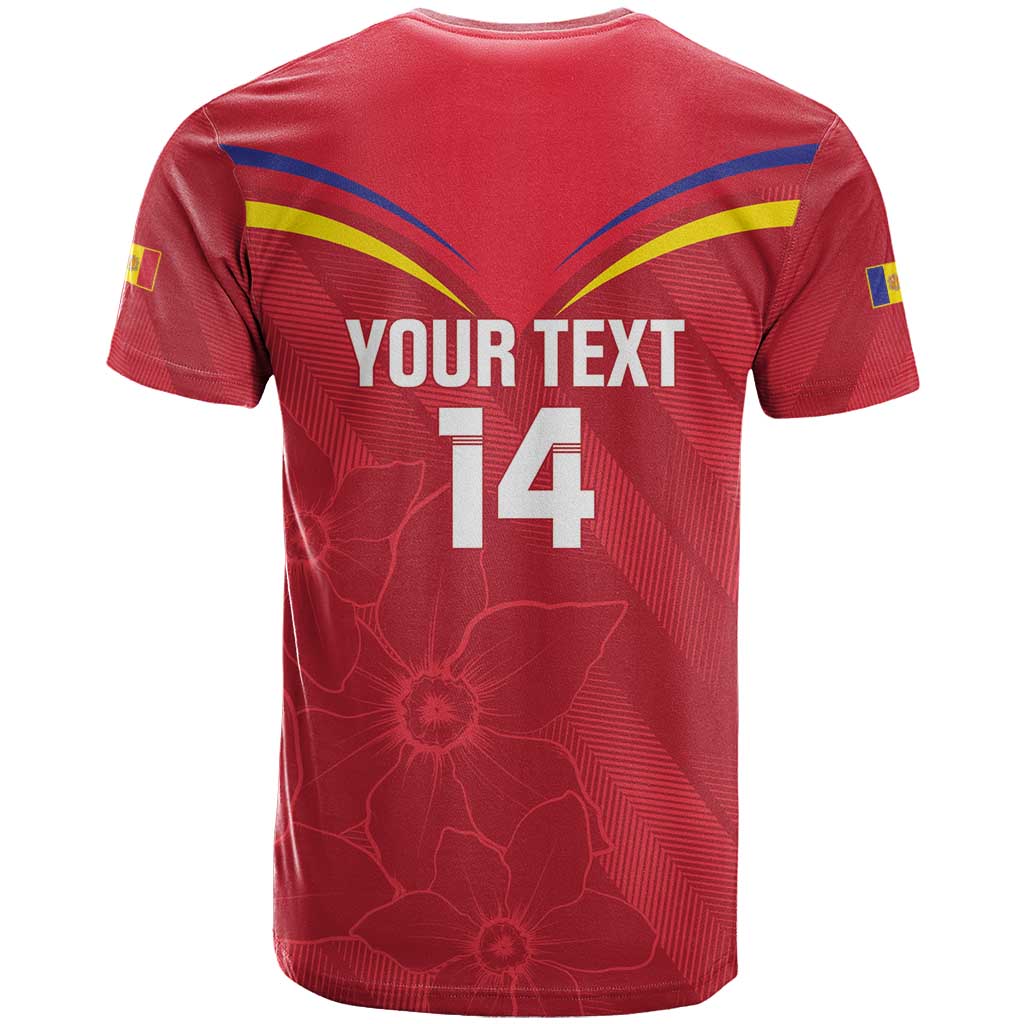 Custom Andorra Football T-Shirt Come On Tricolors Poet's Narcissus Graphic Tee