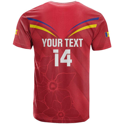 Custom Andorra Football T-Shirt Come On Tricolors Poet's Narcissus Graphic Tee
