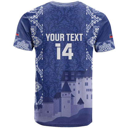 Custom Liechtenstein Football T-Shirt Go Blue-Reds Gutenberg Castle Graphic Tee