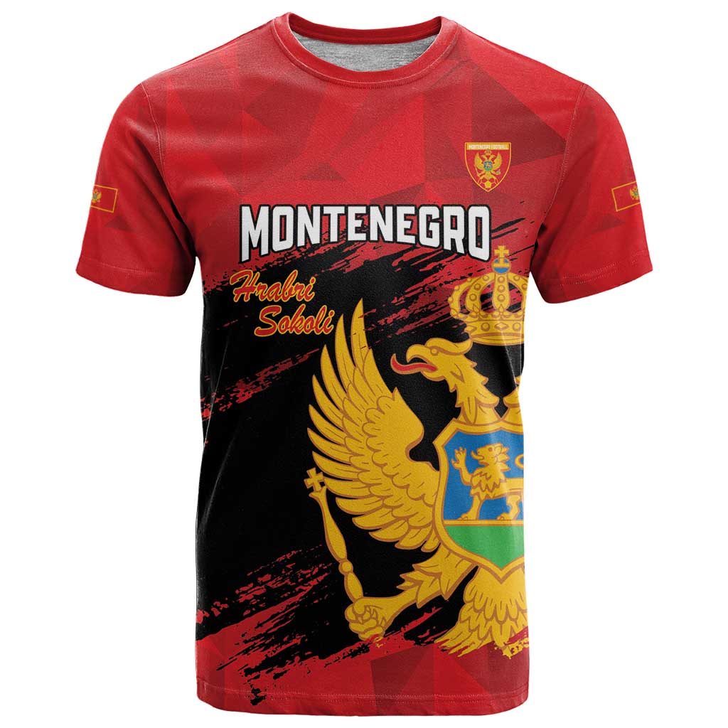 Custom Montenegro Football T-Shirt Hrabri Sokoli Grunge Style Graphic Tee