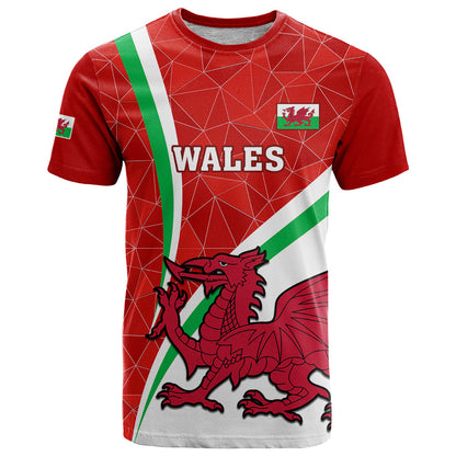 Wales Rugby T-Shirt World Cup Cymru Curve Style Graphic Tee