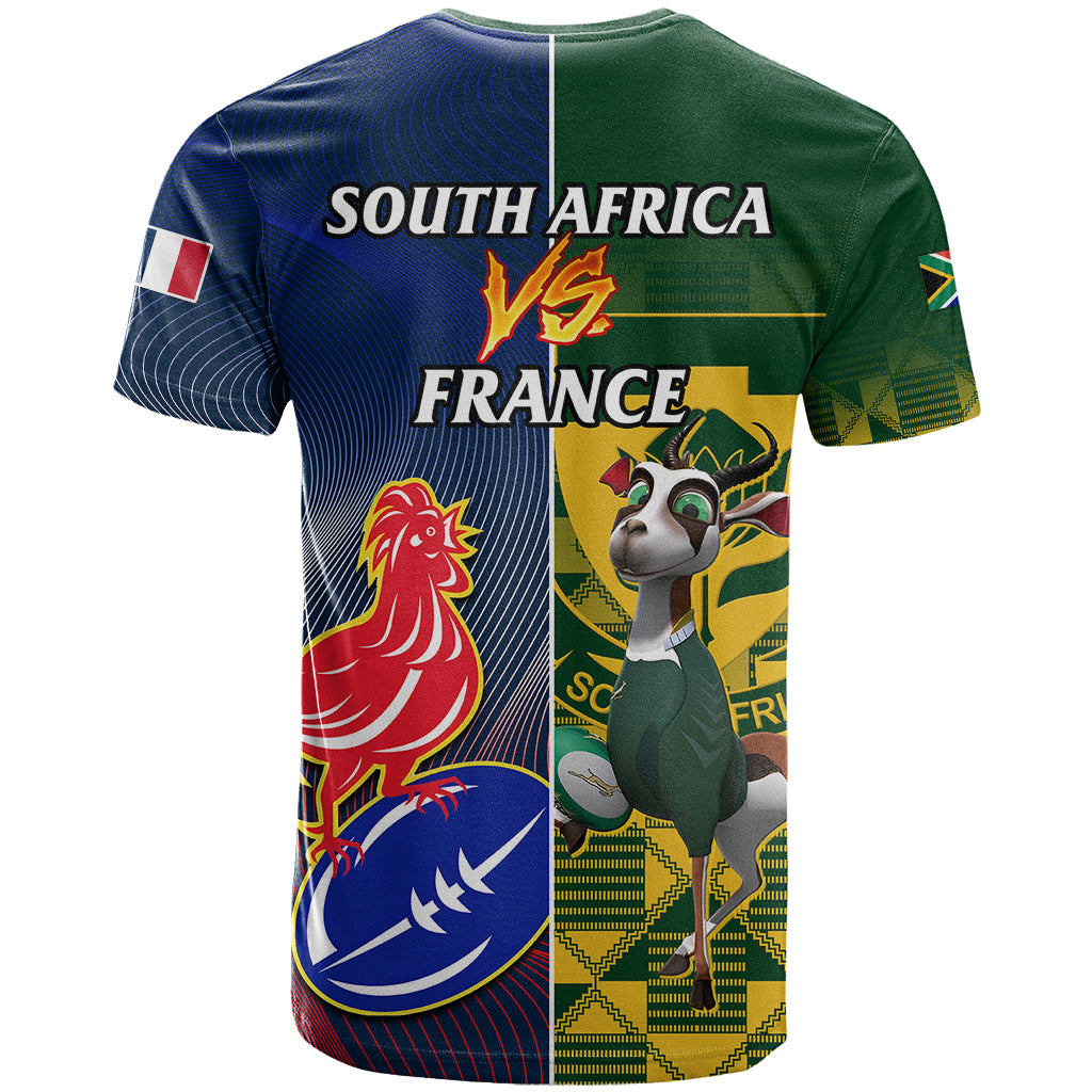 South Africa And France Rugby T-Shirt Springboks With Les Bleus Together World Cup Graphic Tee