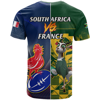 South Africa And France Rugby T-Shirt Springboks With Les Bleus Together World Cup Graphic Tee