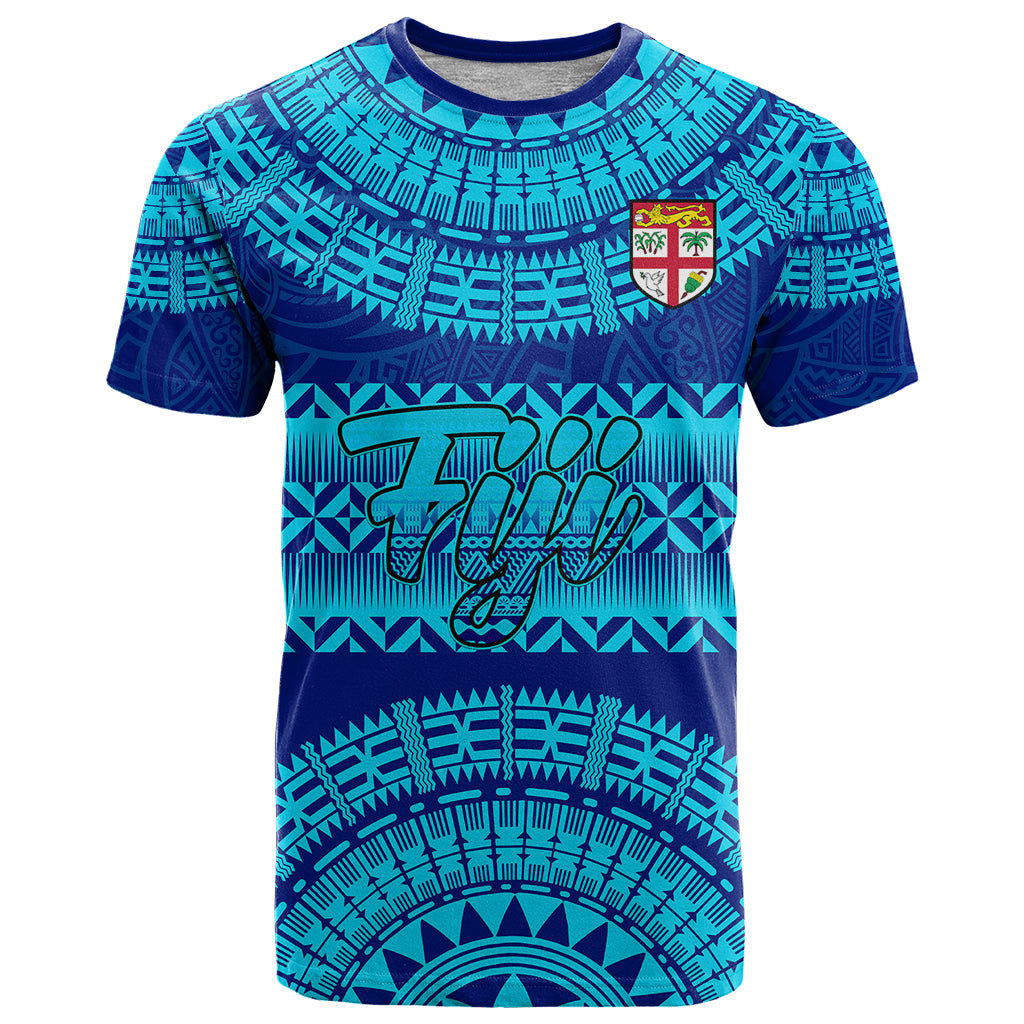 Personalised Fiji T-Shirt Unique Fijian Tapa Pattern With Coat Of Arms Graphic Tee