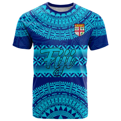 Personalised Fiji T-Shirt Unique Fijian Tapa Pattern With Coat Of Arms Graphic Tee