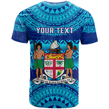 Personalised Fiji T-Shirt Unique Fijian Tapa Pattern With Coat Of Arms Graphic Tee