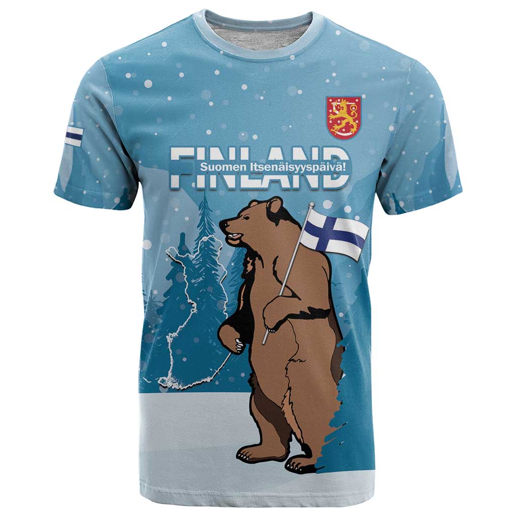 Finland Independence Day T-Shirt Suomen Itsenaistyminen Mix Brown Bear Graphic Tee