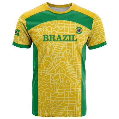 Custom Brazil Football T-Shirt Vamos Selecao - Yellow Graphic Tee