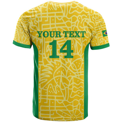 Custom Brazil Football T-Shirt Vamos Selecao - Yellow Graphic Tee