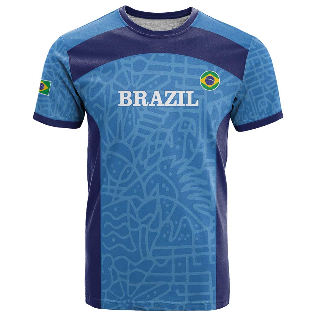 Custom Brazil Football T-Shirt Vamos Selecao - Blue Graphic Tee