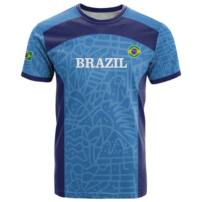 Custom Brazil Football T-Shirt Vamos Selecao - Blue Graphic Tee