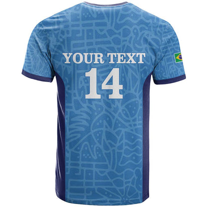 Custom Brazil Football T-Shirt Vamos Selecao - Blue Graphic Tee