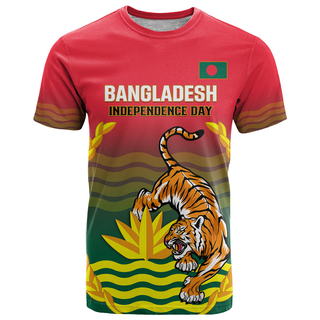 Bangladesh Independence Day T-Shirt Royal Bengal Tiger With Coat Of Arms Graphic Tee