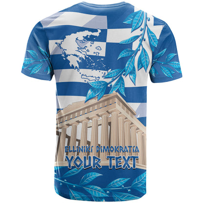 Personalised Greece Independence Day T-Shirt Acropolis Mix Laurel Branch Graphic Tee
