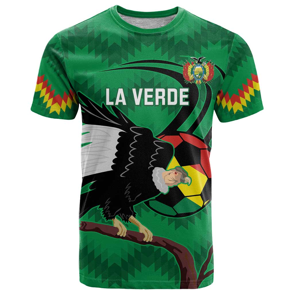 Custom Bolivia Football T-Shirt Andean Condor Vamo La Verde Graphic Tee