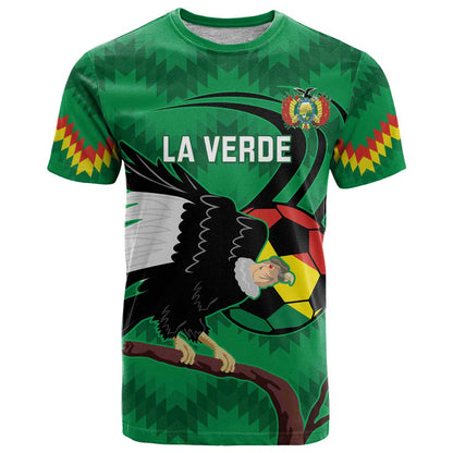 Custom Bolivia Football T-Shirt Andean Condor Vamo La Verde Graphic Tee