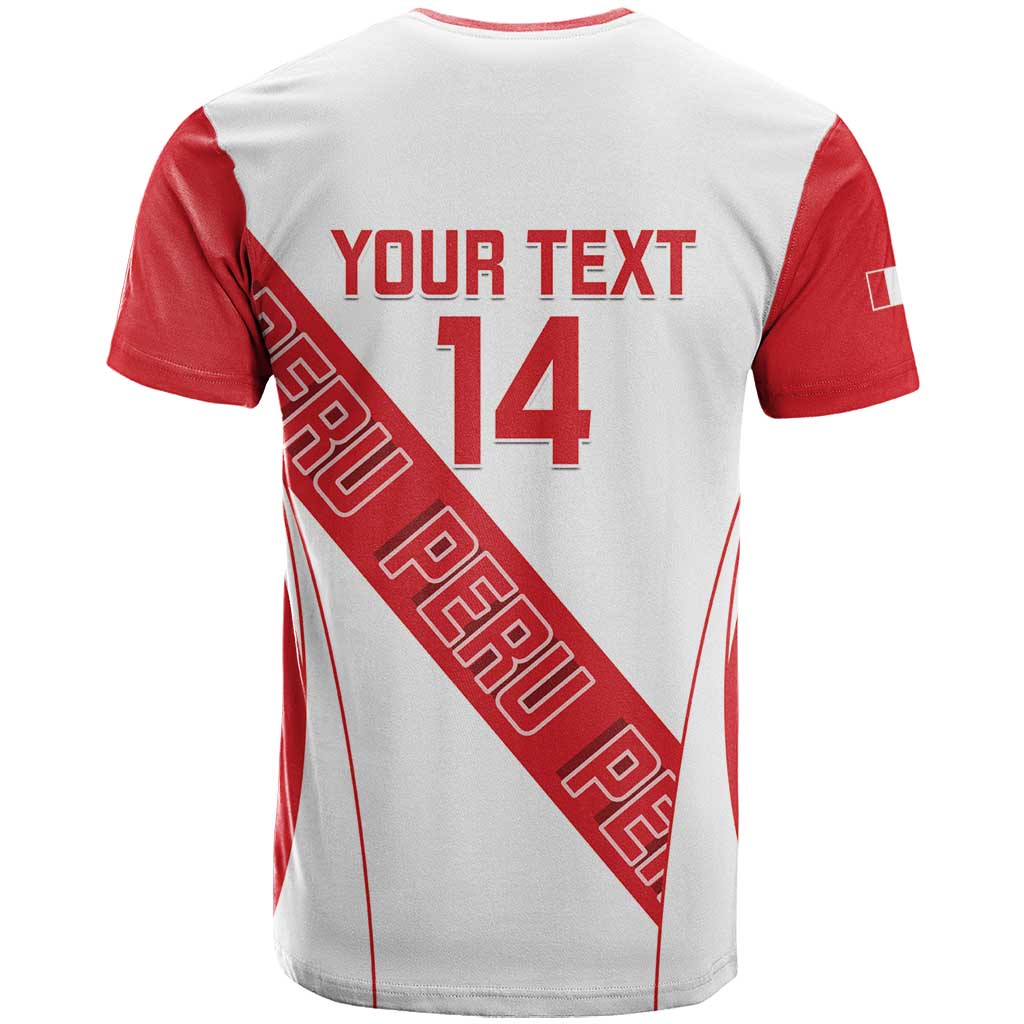 Custom Peru Football T-Shirt La Bicolor Coat Of Arms Style Graphic Tee