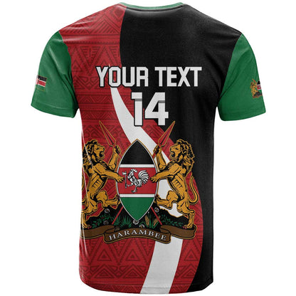 Custom Kenya Football T-Shirt Maasai Shield Coat Of Arms Style Graphic Tee