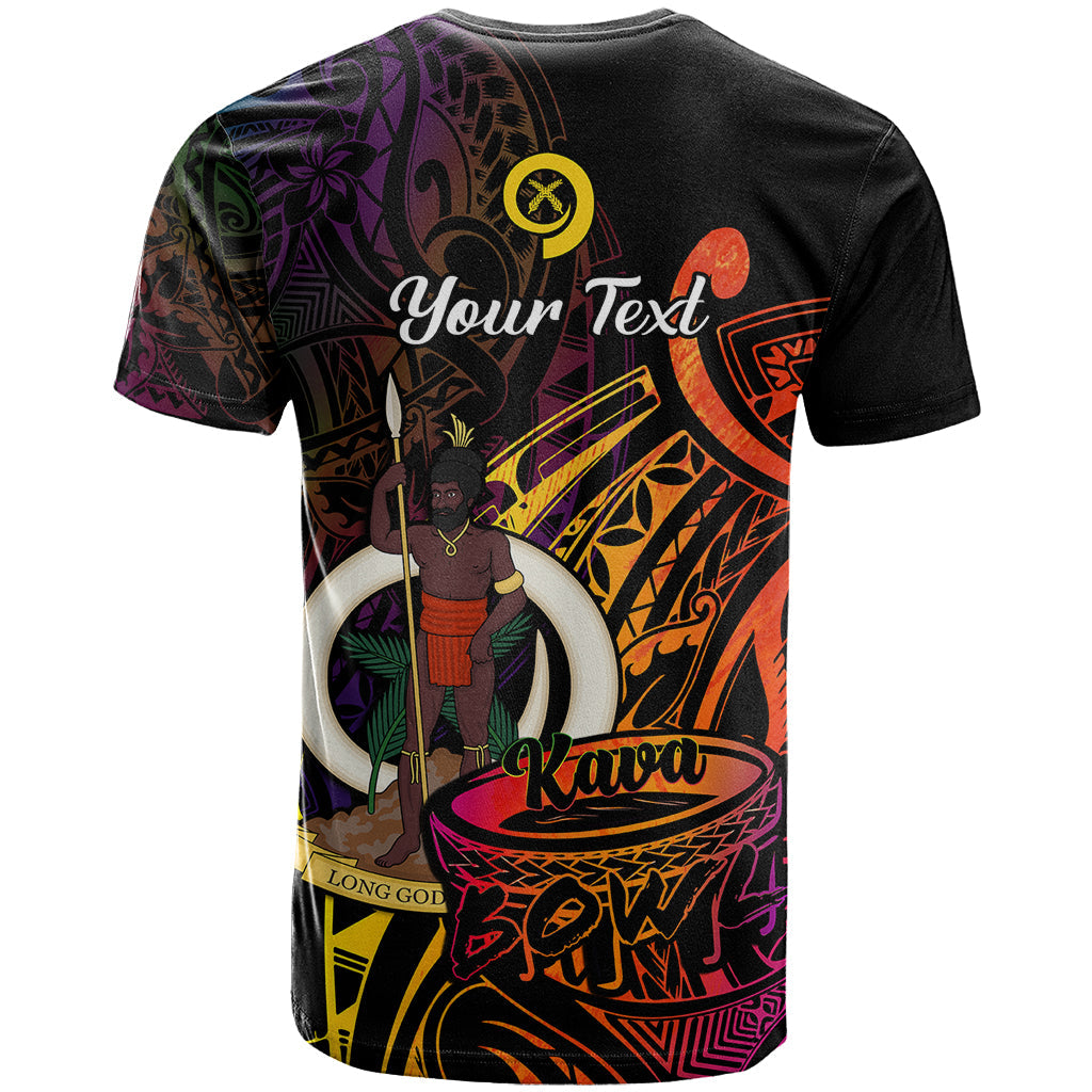Custom Vanuatu T-Shirt Kava Bowl Mix Polynesian Gradient Style Graphic Tee