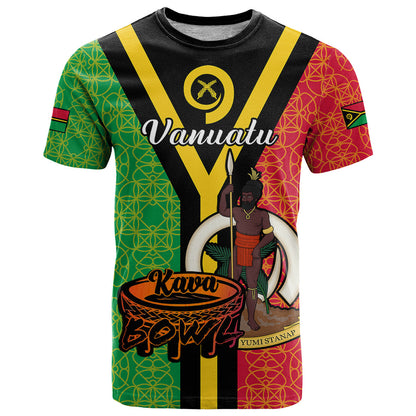 Custom Vanuatu T-Shirt Kava Bowl Mix Sand Drawing Flag Style Graphic Tee