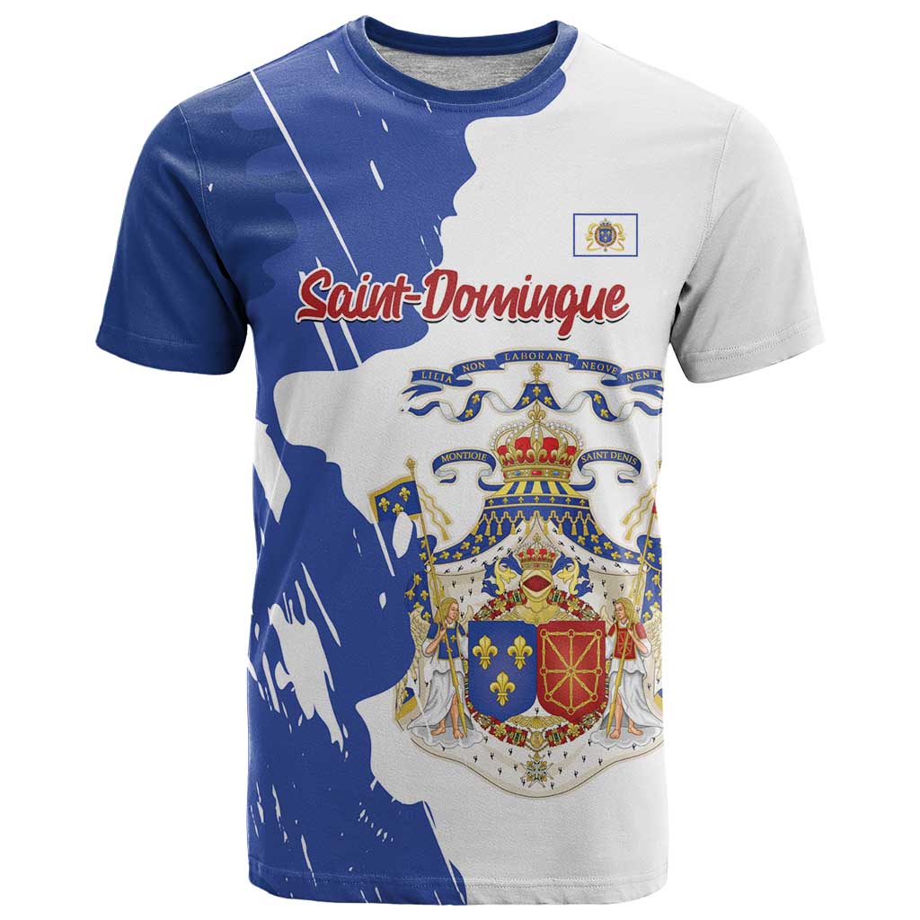 Personalised Saint-Domingue T-Shirt Coat Of Arms Grunge Style Graphic Tee