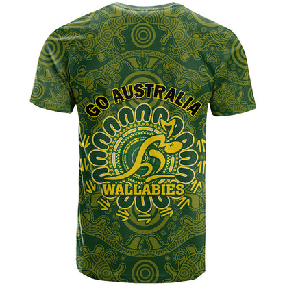 Australia Rugby T-Shirt Wallabies Go Champions Indigenous Art Graphic Tee
